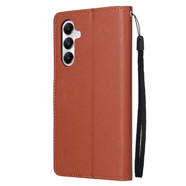 Peňaženkové kožené puzdro Multifunctional Flip na Samsung Galaxy A05s - Hnedá