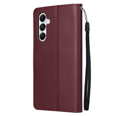 Peňaženkové kožené puzdro Multifunctional Flip na Samsung Galaxy A05s - Vínovo červená