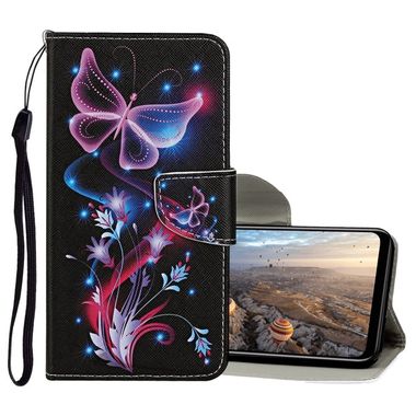 Peňaženkové kožené puzdro na Honor 9X Lite - Fluorescent Butterfly