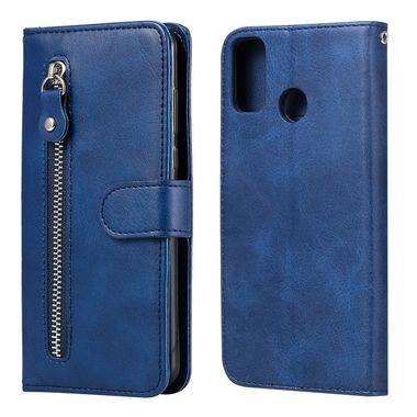 Peňaženkové kožené puzdro na Honor 9X Lite - Modrá
