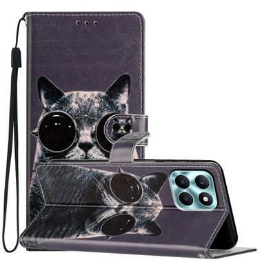 Peňaženkové kožené puzdro na Honor X6a - Sunglasses Cat