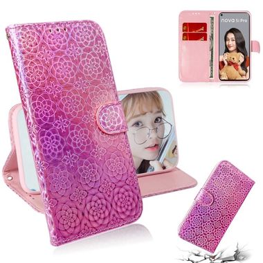 Peňaženkové kožené puzdro na Huawei Mate 30 Lite– Ružová