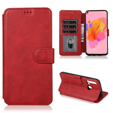 Peňaženkové kožené puzdro na Huawei P20 Lite (2019) - Červená