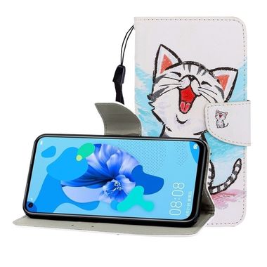 Peňaženkové kožené puzdro na Huawei P20 Lite (2019) - Red Mouth Cat