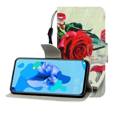 Peňaženkové kožené puzdro na Huawei P20 Lite (2019) - Red Rose