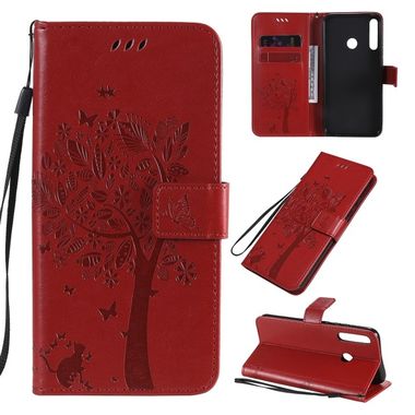 Peňaženkové kožené puzdro na Huawei P40 Lite E - Červený