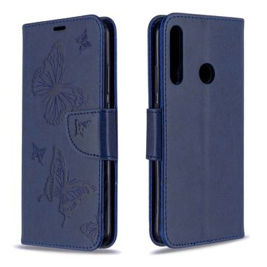 Peňaženkové kožené puzdro na Huawei P40 Lite E - Modrý