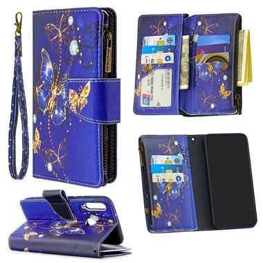 Peňaženkové kožené puzdro na Huawei P40 Lite E - Purple Butterfly