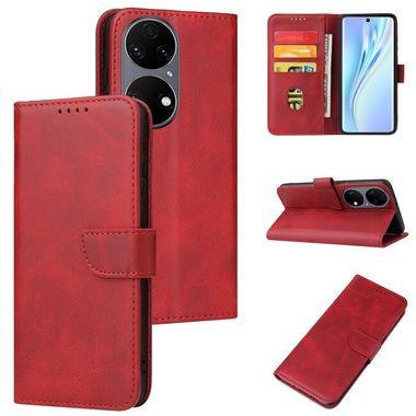 Peňaženkové kožené puzdro na Huawei P50 - Červená