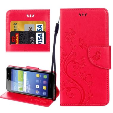 Peňaženkové kožené puzdro na Huawei Y6 II - Červený