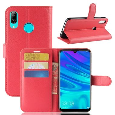 Peňaženkové kožené puzdro na Huawei Y7 (2019) - Červený