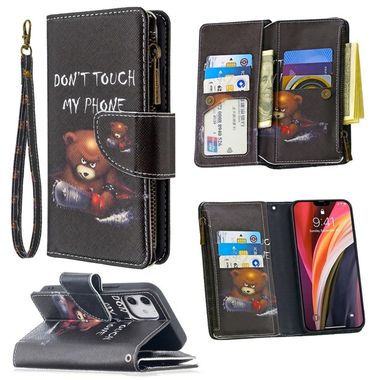 Peňaženkové kožené puzdro na iPhone 12 Mini - Bear