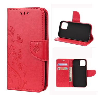 Peňaženkové kožené puzdro na iPhone 12 Mini - Červená
