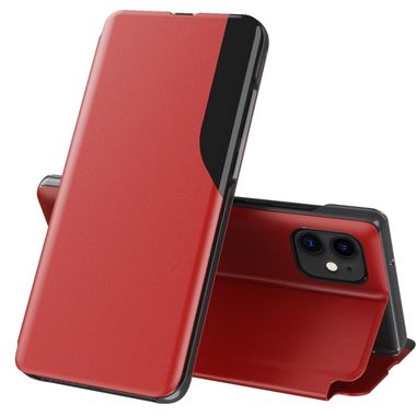 Peňaženkové kožené puzdro MAGNETIC DISPLAY na iPhone 12 Mini - Červená