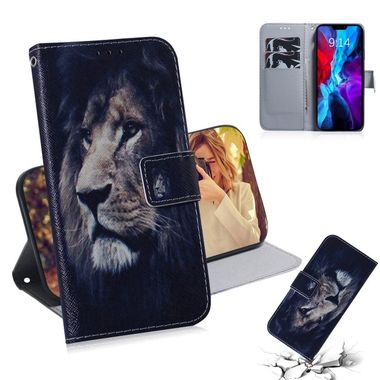 Peňaženkové kožené puzdro na iPhone 12 Mini - Lion