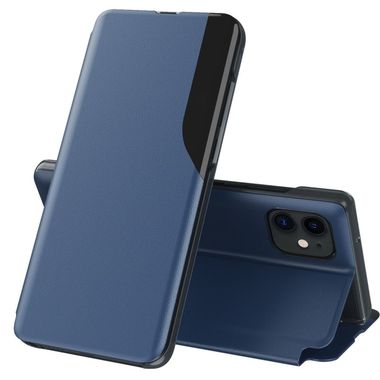 Peňaženkové kožené puzdro MAGNETIC DISPLAY na iPhone 12 Mini - Modrá