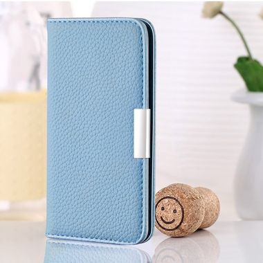 Peňaženkové kožené puzdro na iPhone 12 Mini - Modrá