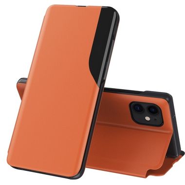 Peňaženkové kožené puzdro MAGNETIC DISPLAY na iPhone 12 Mini - Oranžová