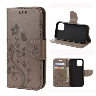 Peňaženkové kožené puzdro na iPhone 12 Mini - Šedá