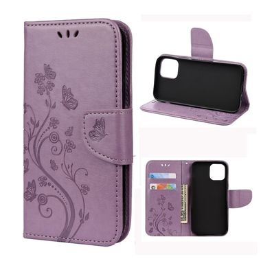Peňaženkové kožené puzdro na iPhone 12 Mini - Slabofialová