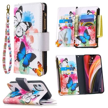 Peňaženkové kožené puzdro na iPhone 12 Mini - Two Butterflies