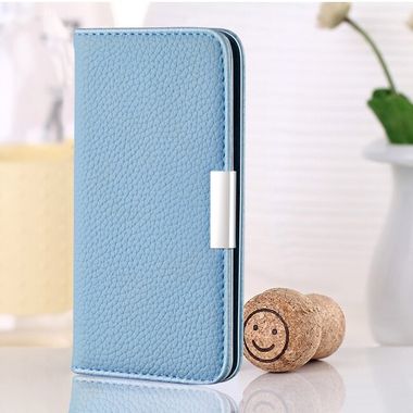 Peňaženkové kožené puzdro na iPhone 12 Pro Max - Modrá