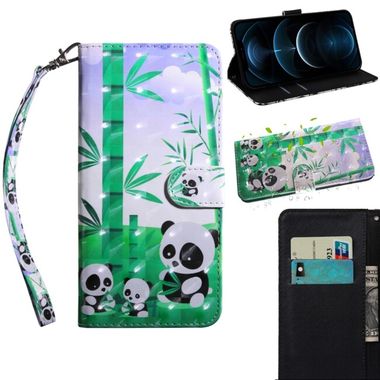 Peňaženkové kožené puzdro na iPhone 12 Pro Max - Panda