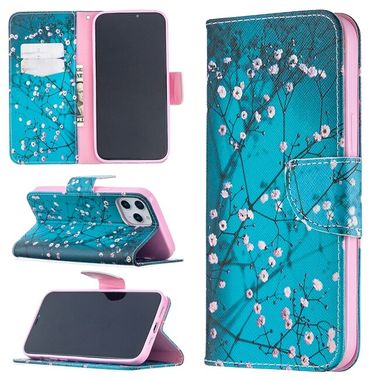 Peňaženkové kožené puzdro na iPhone 12 Pro Max - Plum Blossom