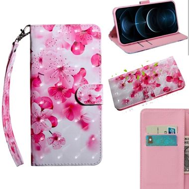 Peňaženkové kožené puzdro na iPhone 12 Pro Max - Red Flower