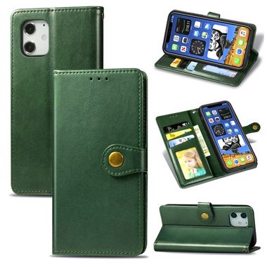 Peňaženkové kožené puzdro na iPhone 12 Pro Max - Zelená