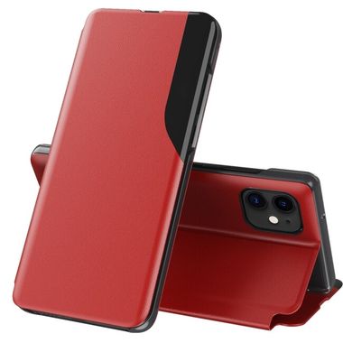 Peňaženkové kožené puzdro MAGNETIC DISPLAY na iPhone 12/12 Pro - Červená