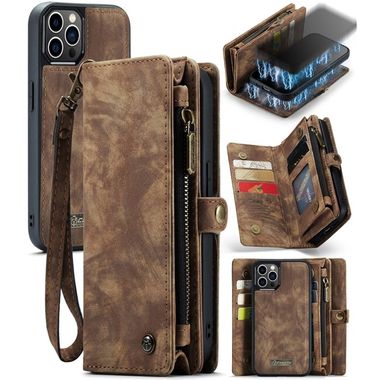 Multifunkčné peňaženkové puzdro CASEME iPhone 12/12 Pro - Hnedá