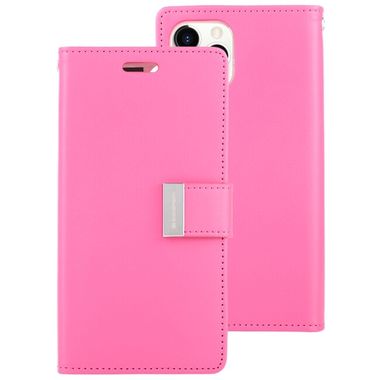 Peňaženkové kožené puzdro GOOSPERY na iPhone 12/12 Pro - Rose Red