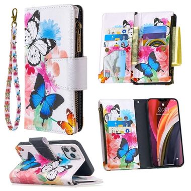 Peňaženkové kožené puzdro na iPhone 12/12 Pro - Two Butterflies
