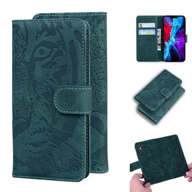 Peňaženkové kožené puzdro TIGER na iPhone 12/12 Pro - Zelená