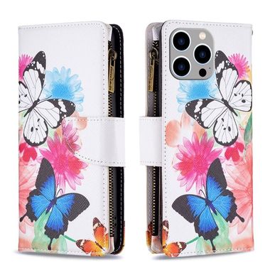 Peňaženkové kožené puzdro na iPhone 15 Pro Max - Two Butterflies