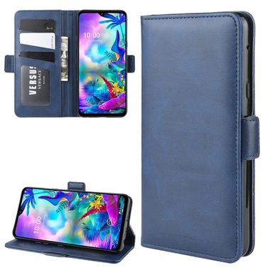 Peňaženkové kožené puzdro na LG G8X – Modrá