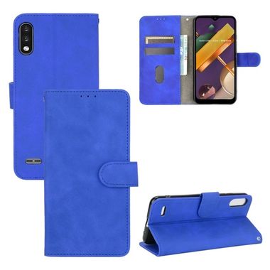 Peňaženkové kožené puzdro na LG K22 - Modrá