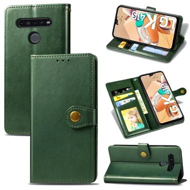 Peňaženkové kožené puzdro na LG K41S - Zelená