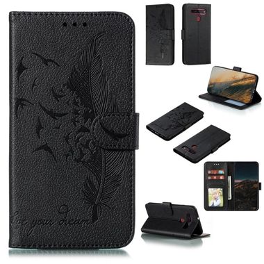 Peňaženkové kožené puzdro na LG K41S/K51S - Čierna