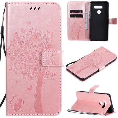 Peňaženkové kožené puzdro na LG K41S/K51S - Ružovozlatá