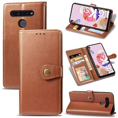 Peňaženkové kožené puzdro na LG K51S - Hnedá