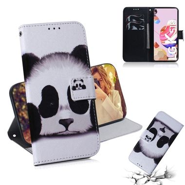 Peňaženkové kožené puzdro na LG K51S - Panda