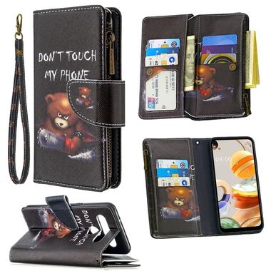 Peňaženkové kožené puzdro na LG K61 - Bear