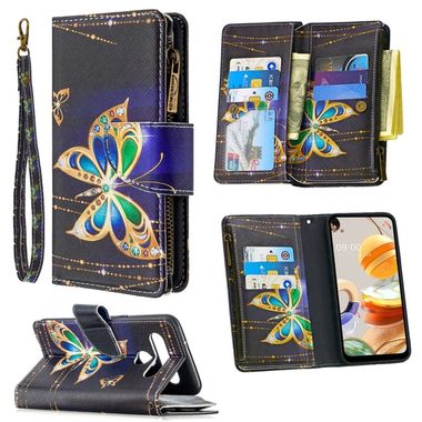 Peňaženkové kožené puzdro na LG K61 - Big Butterfly