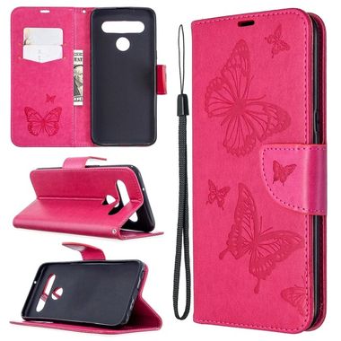 Peňaženkové kožené puzdro na LG K61 - Rose Red