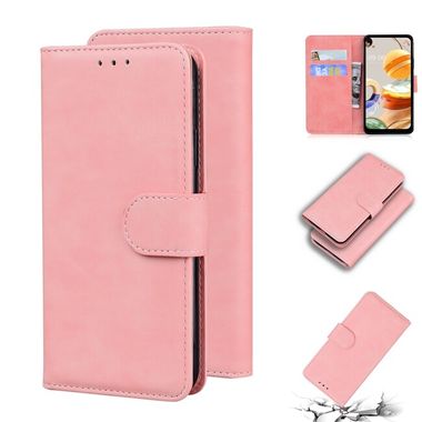 Peňaženkové kožené puzdro na LG K61 - Ružová