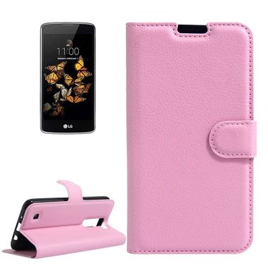 Peňaženkové kožené puzdro na LG K8 - ružová