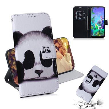 Peňaženkové kožené puzdro na LG Q60 - Panda