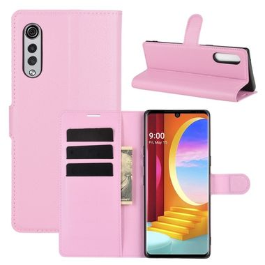Peňaženkové kožené puzdro na LG Velvet - Ružová